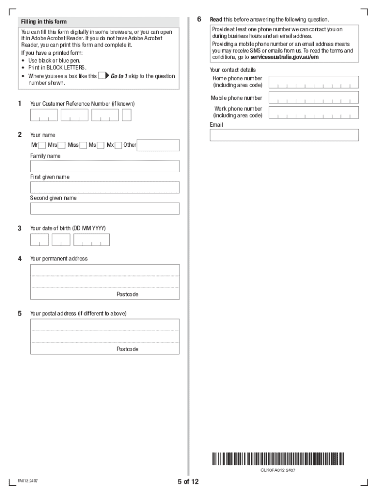 Details of Your Child's Care Arrangements FA012 2024-2025